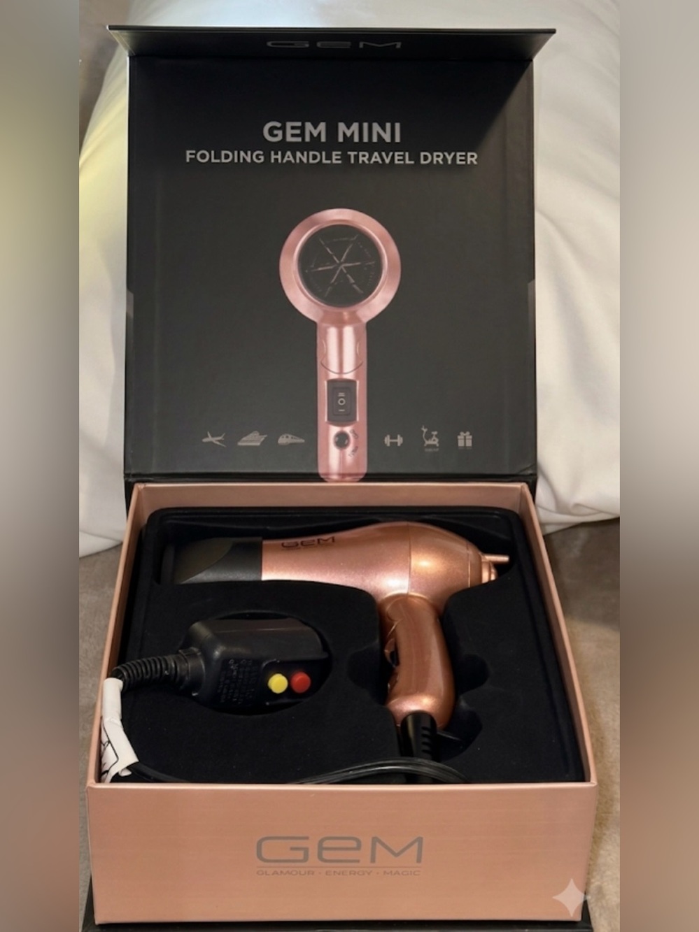 Compact Rose Gold Hair Dryer - Lightweight Styling Tool